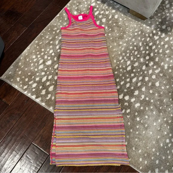 No Boundaries Stripe Tank Dress Pink Multi Color. Size S - Picture 2 of 15